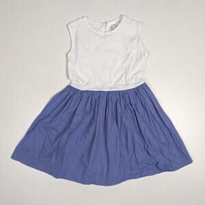 Vintage Dress Girls Sz 6 Blue White Sundress Basic Classic Staple